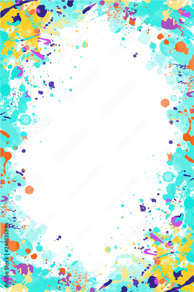 Vector turquoise and yellow splattered frame