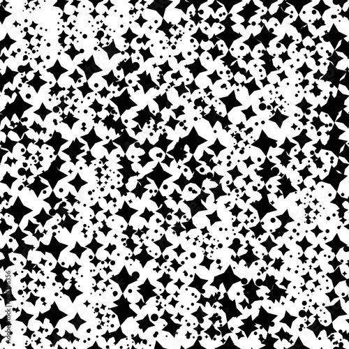Halftone seamless abstract background with stars, rhombuses, concave squares, dots. Infinity geometric pattern. Vector illustration.       