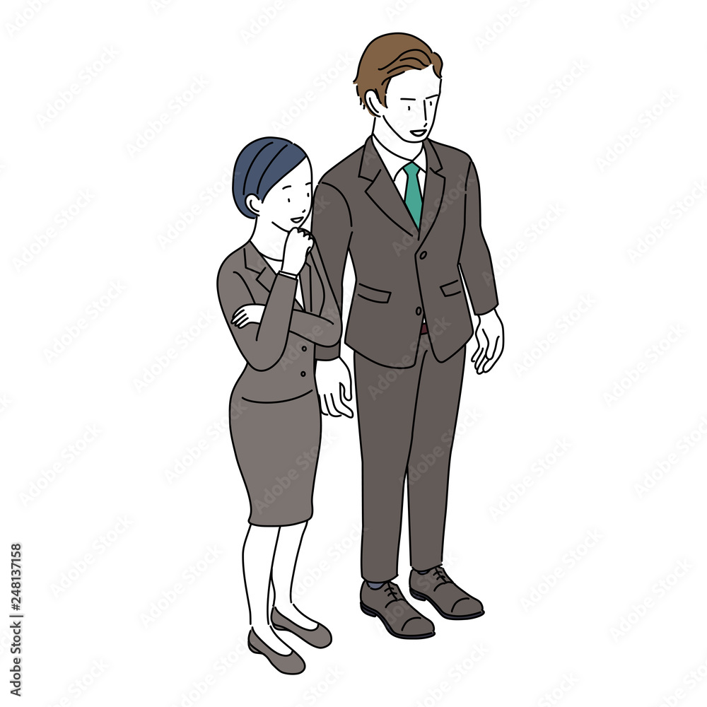 ビジネス スーツ姿の男女 シンプル イラスト アイソメトリック Stock Vector Adobe Stock