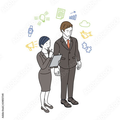 ビジネス スーツ姿の男女 イラスト アイソメトリック Stock Vector Adobe Stock