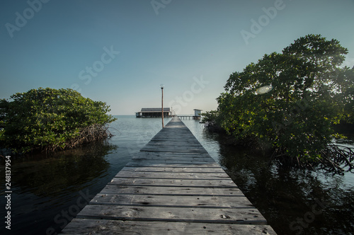 wood dock at karimun jawa photo