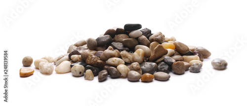 Colorful decorative pebbles  rocks isolated on white background
