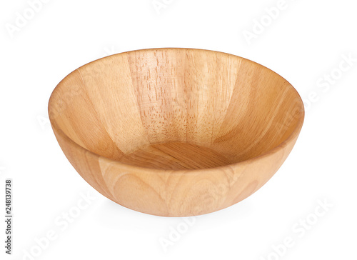 фотографія wood bowl on white background