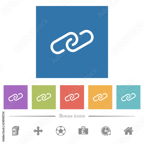 Paperclip flat white icons in square backgrounds