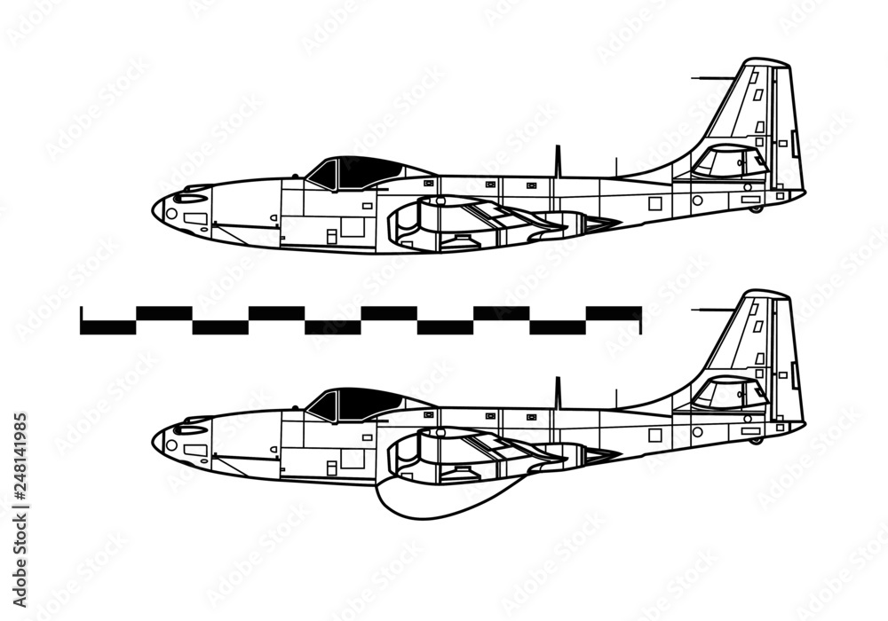 McDonnell FH-1 PHANTOM. Outline drawing McDonnell FH-1 PHANTOM. Outline drawing