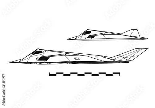 Lockheed F-117 NIGHTHAWK. Outline drawing