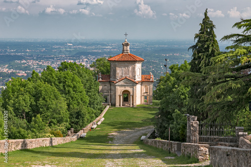 Panoramic view of the ascent of the seventeenth-century fourteen chapels, with the representation of the Via Crucis, of the "Sacro Monte di Varese"