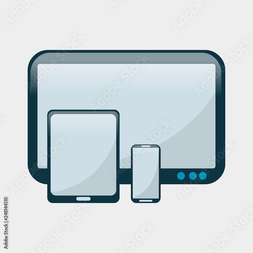 Computer tab, tablet and smartphone vector illustration