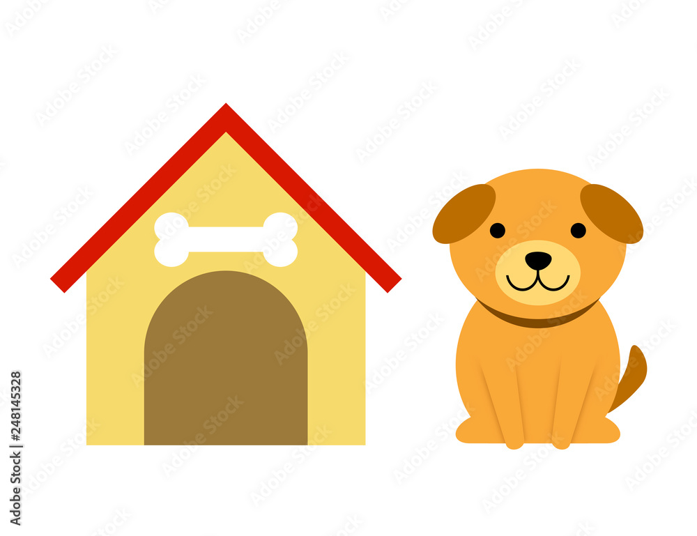 犬小屋と犬 犬小屋と犬