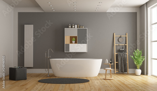 Fototapeta Naklejka Na Ścianę i Meble -  Minimalist white and gray bathroom
