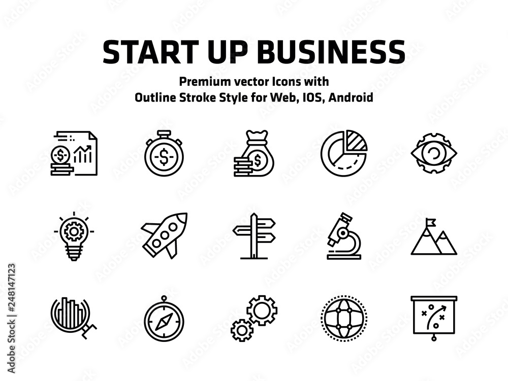 Start Up Business Thin Line Icons