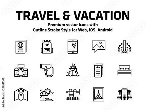 Travel And Vacation Thin Line Icons