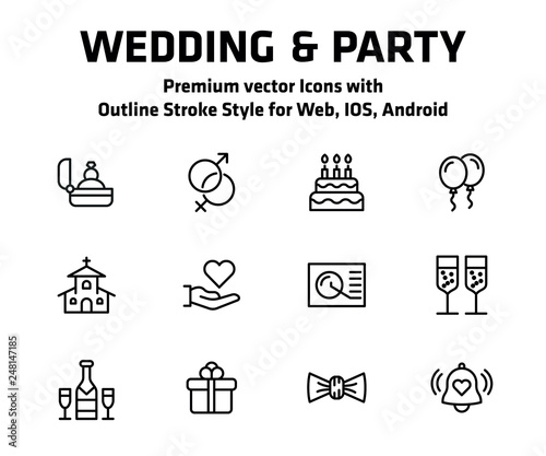 Wedding And Party Thin Line Icon