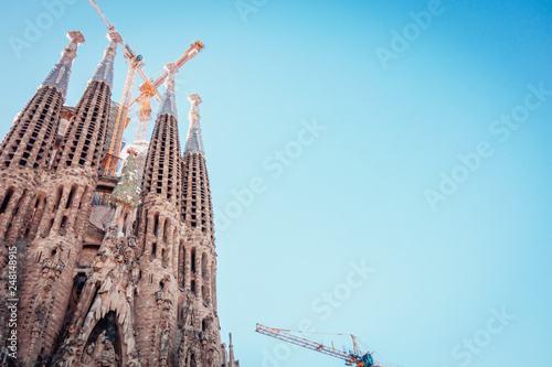 BARCELONA, SPAIN - DECEMBER, 29: View of the Sagrada Familia, a large church in Barcelona designed by Antoni Gaudi. photo