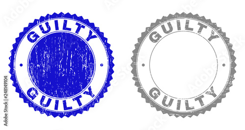 Schilderij op canvas Grunge GUILTY stamp seals isolated on a white background