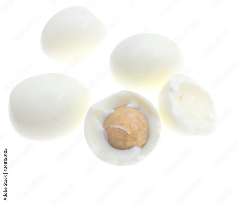 Peeled boiled eggs on a white background Peeled boiled eggs on a white background