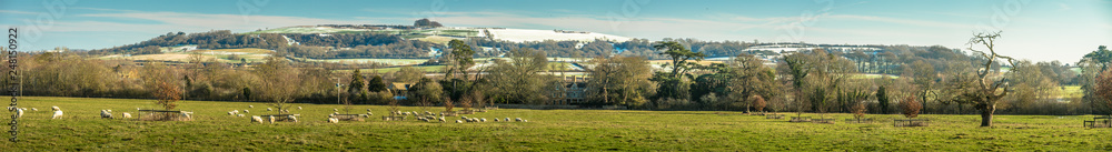 Panorama ofBrailes Hill, Warwickshire, England in winter