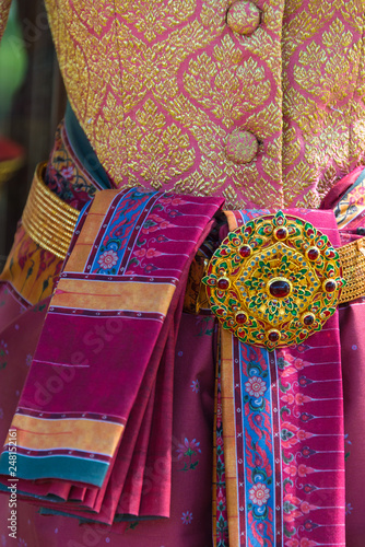 Beautiful ancient golden Thai belt on Thailand national dress