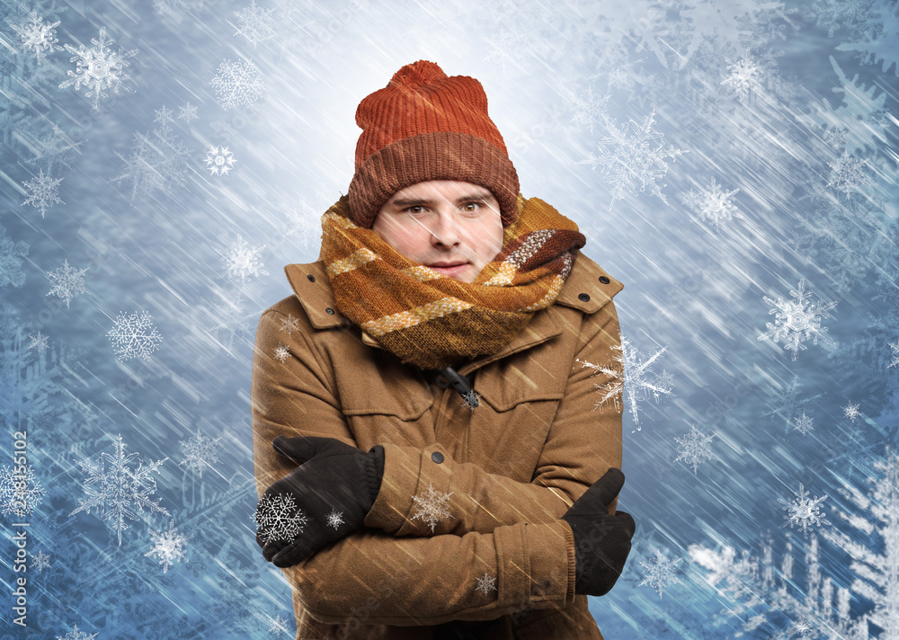 Gorgeous boy wearing warm clothing and freezing in cool snowy concept
Gorgeous boy wearing warm clothing and freezing in cool snowy concept