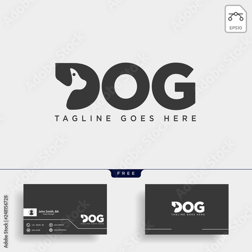 letter D dog pet animal line art style logo template vector icon