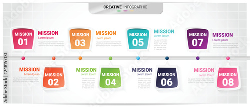  Presentation business infographic template, Abstract infographics number options template with 8 steps. Vector illustration.
