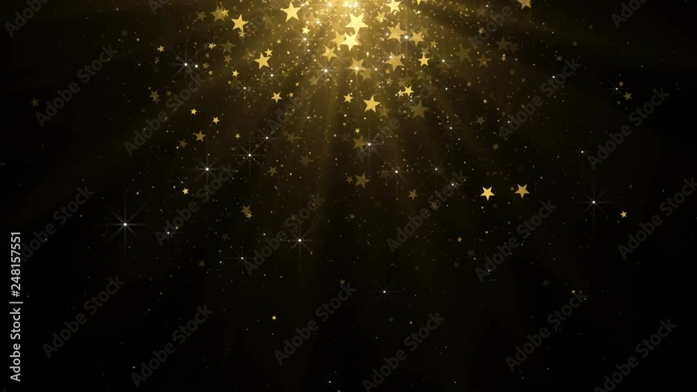 christmas magic gold stars particles rain