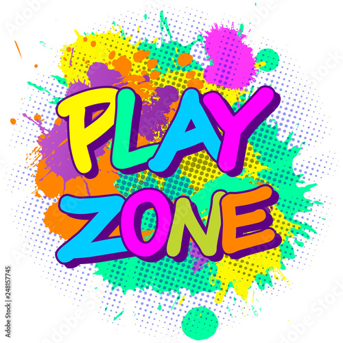 Colorful paint splashes with play zone emblem for children playground for play and fun