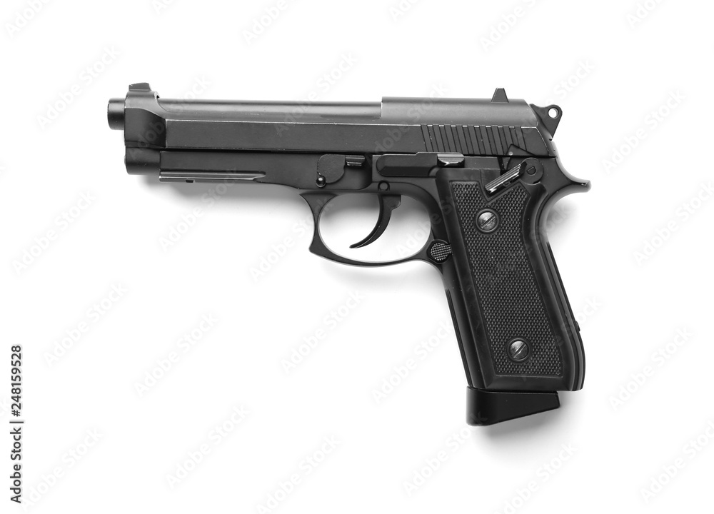 Pistol on white background