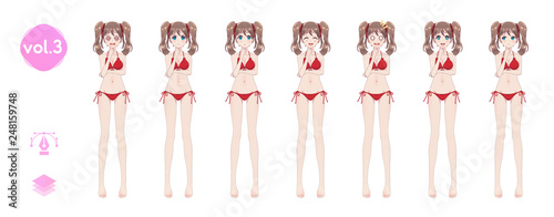 Anime manga girl. In a summer bikini swimsuit
