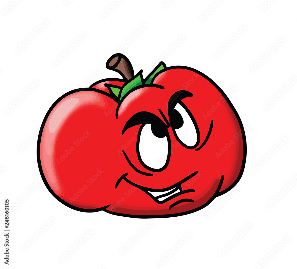 Obraz premium Cartoon tomato on white background vector illustration