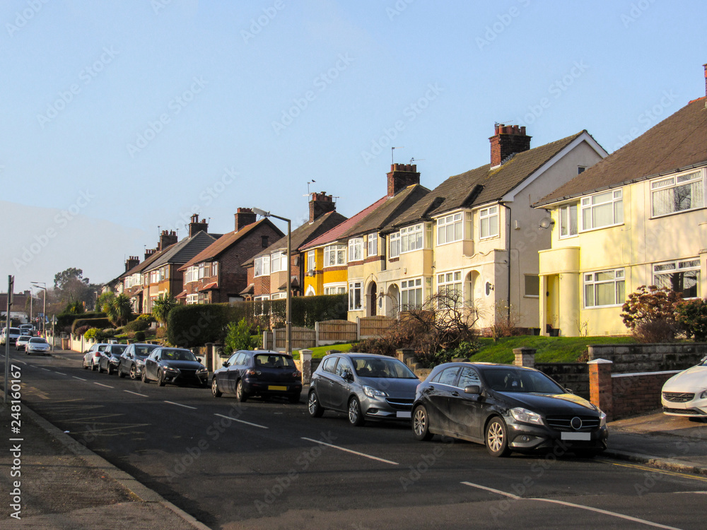 Fototapeta premium Lots of houses in a neighbourhood in Liverpool, England