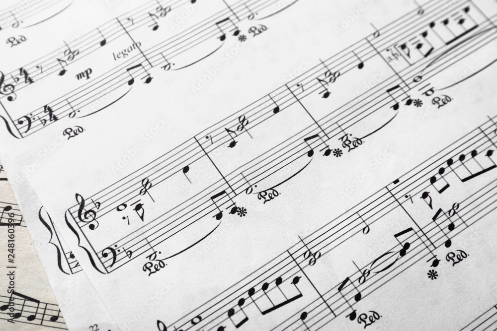 Music sheet, closeup Music sheet, closeup