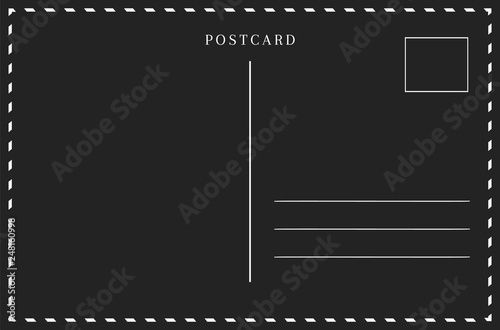 Modern postcard template. Black postal card design