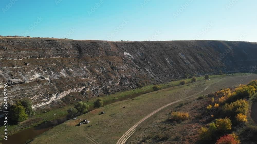 Aerial drone view of orheiul vechi hills in autumn, moldova Aerial drone view of orheiul vechi hills in autumn, moldova