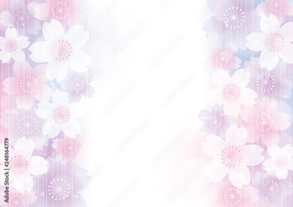 桜　春　グラデーション　フレーム　背景　紫
