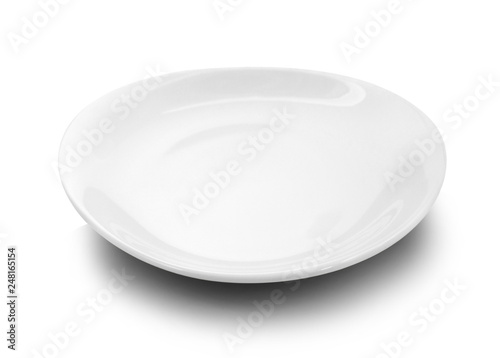 white plate on white background.