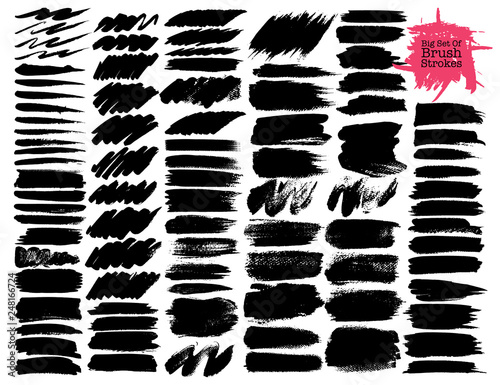 Big set of brush strokes  Black ink grunge brush strokes. Vector illustration.