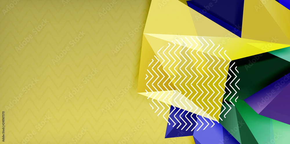 Vector triangular 3d geometric shapes background, modern poster design Vector triangular 3d geometric shapes background, modern poster design