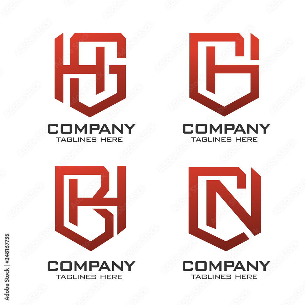 Obraz premium creative initial letter with shield logo set vector concept 