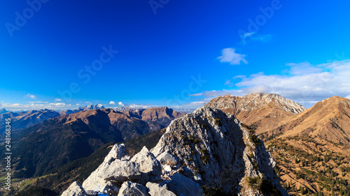 Sunny autumn day at the mount Salinchiet in the italian alps