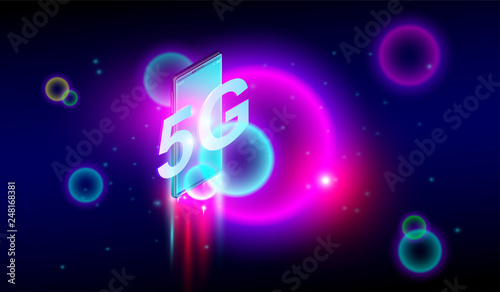 Flying smartphone with 5G network communication and 5G mobile network