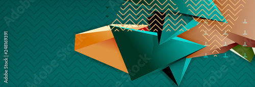 3d triangular shapes geometric background. Origami style pattern with triange shapes for decorative design. Poster design. Line design. Modern presentation template