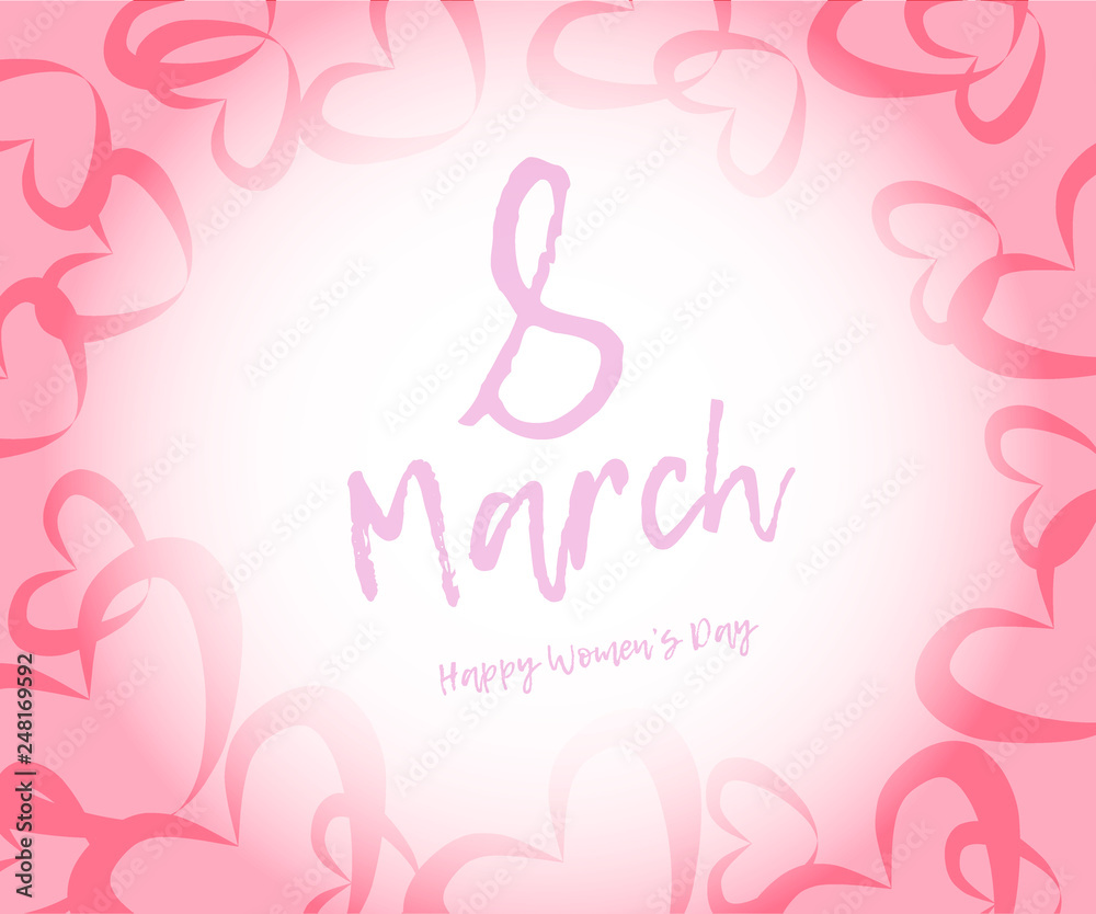 8 March greeting card template. International Women's day 