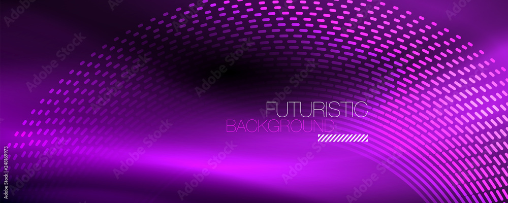 Glowing light particles in dark neon space, magic glow shiny abstract background Glowing light particles in dark neon space, magic glow shiny abstract background