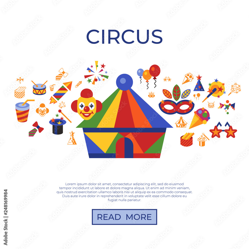 Digital vector carnival and circus simple icons