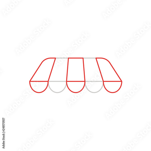 Flat design style vector of awning icon on white. White and colored outlines.