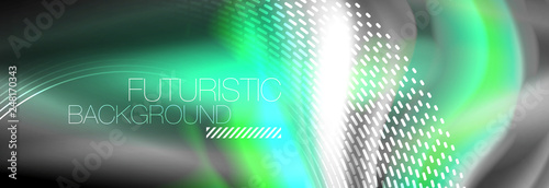 Fluid colors mixing glowing neon wave background, holographic texture