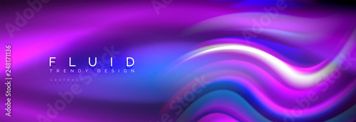Fluid colors mixing glowing neon wave background, holographic texture