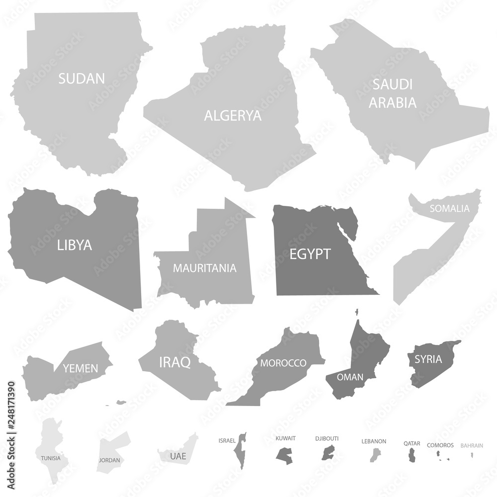 Arab League Countries maps set