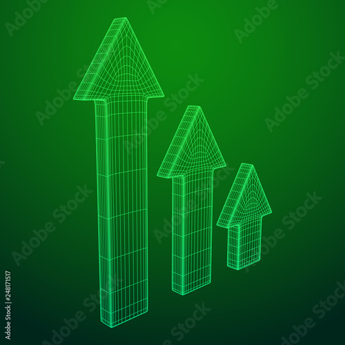 Arrow wireframe low poly mesh vector illustration